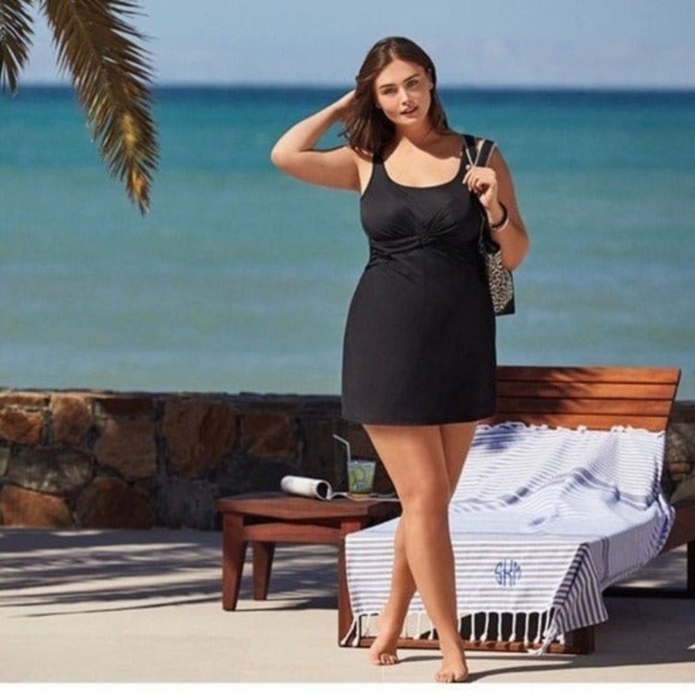 Lands End UNDERWIRE WRAP Swim Dress BACK - Picture 6 of 7
